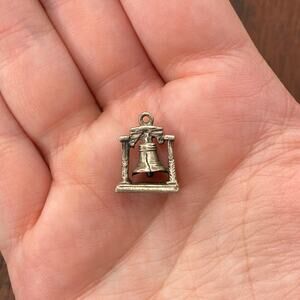 Vintage 925 Sterling Silver Liberty Bell Philadelphia Pendant Bracelet Charm
